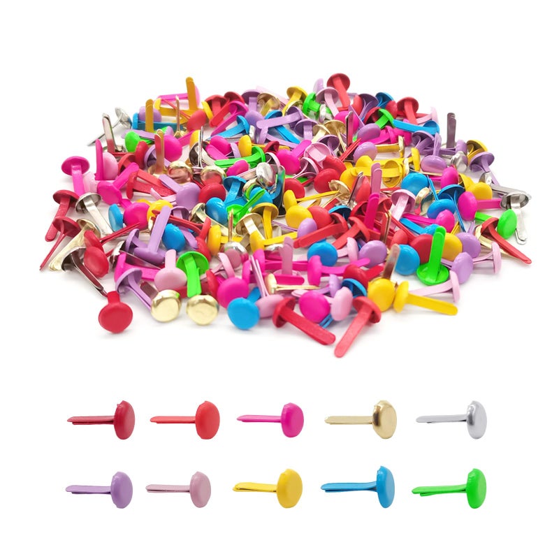 Quacc 200pcs Multicolor Split Pins Round Scrapbooking Brads Split Pins Paper Fasteners Brads for Craft Art Crafting School Project Decorative Scrapbooking DIY Supplies (0.24 x 0.5Inch) - Image 1